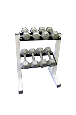 Cast Iron Hex Dumbbell Set w/ Rack- 4 Pairs (10-25lbs)