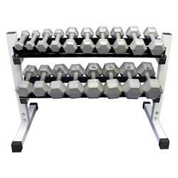 Cast Iron Dumbbell Set w/ Rack- 9 Pairs (3-30lbs)
