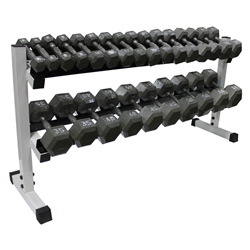 Cast Iron Dumbbell Set w/ Rack- 10 Pairs (5-50lbs)