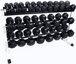 Rubber Dumbbell Set- 19 Pairs W/ Rack (2-70lbs)