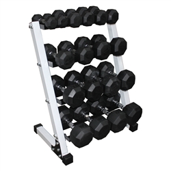 Rubber Dumbbell Set- 9 Pairs W/ Rack (2-25lbs)