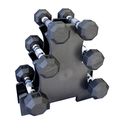 Rubber Dumbbell Set w/ Mini Rack- 3 Pairs (2-5lbs)