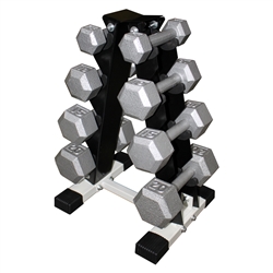 Cast Iron Hex Dumbbell Set w/ Rack- 4 Pairs (3-15lbs)
