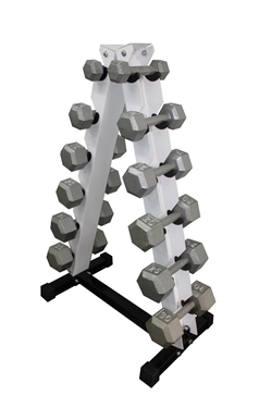 Cast Iron Hex Dumbbell Set w/ A-Shape Rack- 6 Pairs (2-12lbs)