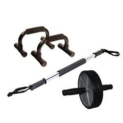 Double Ab Wheel, Push Up Bars & Power Twister Original Dynabender- 50lb Tension