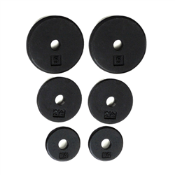 Standard 1" Hole Cast Iron Weight Plate Set- 1.25, 2.5, 5LB, Black