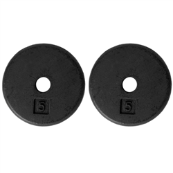Standard 1" Hole Cast Iron Weight Plate Pair- 5LB, Black