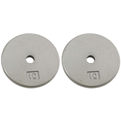 Standard 1" Hole Cast Iron Weight Plate Pair- 10LB, Gray