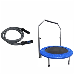 Mini Trampoline with Handlebar - 36" Trampoline w/Adjustable handrail Height + Ader Heavy Power Jump Rope, 5 lbs Weighted Jump Rope