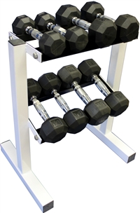Rubber Dumbbell Set w/ Rack- 4 Pairs (5-15lbs)