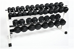Rubber Dumbbell Set- 10 Pairs W/ Rack (5-50lbs)