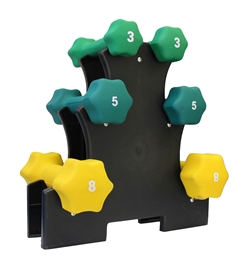 Neoprene Dumbbell Set W/ Mini Rack- 3, 5, 8lbs