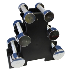 Chrome Dumbbell Set w/ Mini Rack- 3, 5, 8lbs