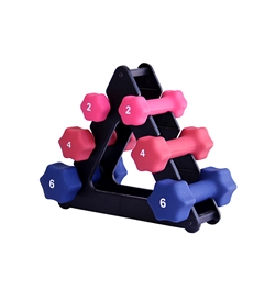 Neoprene Dumbbell Set W/ Mini Rack- 2, 4, 6lbs