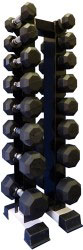 Rubber Dumbbell Set w/ Upright Rack- 8 Pairs (3-25lbs)