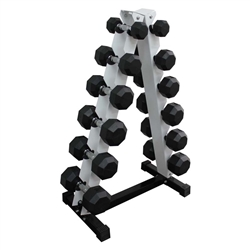 Rubber Dumbbell Set w/ A-Shape Rack- 6 Pairs (3-15lbs)