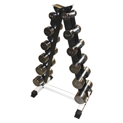 Chrome Dumbbell Set w/ A-Shape Rack- 6 Pairs (3-40lbs)