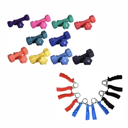 Ader Sporting Goods Neoprene Dumbbell Set- 1, 2, 3, 4, 5, 6, 7, 8, 9, 10 LB 10 Pairs + Ader Hand Grips Set of 3 Pairs (Med, Heavy, Extra Heavy Tension)