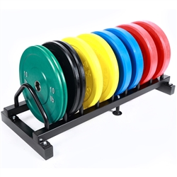 Ader Solid Color Olympic Rubber Bumper Plate Set w/ Rack