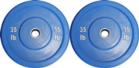 Pair of 35lb Blue Solid Rubber Bumper Plates