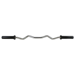 Olympic Solid Gym Style Curl Bar w/ Black Sleeves