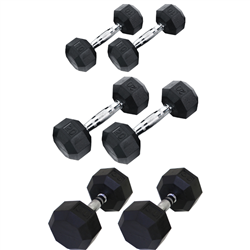 Rubber Dumbbell Set- 3 Pairs (10, 20, 30lbs)
