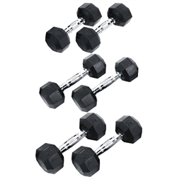 Rubber Dumbbell Set- 3 Pairs (15, 18, 20lbs)
