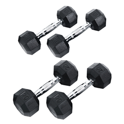 Rubber Dumbbell Set- 2 Pairs (18 & 20lbs)