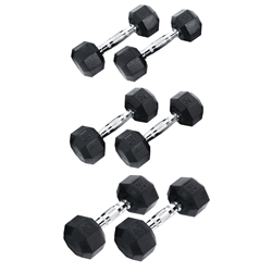 Rubber Dumbbell Set- 3 Pairs (18, 20, 25lbs)