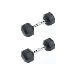 Rubber Dumbbell Pair, 15lbs