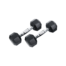 Rubber Dumbbell Pair, 18lbs
