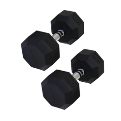 Rubber Dumbbell Pair, 40lbs