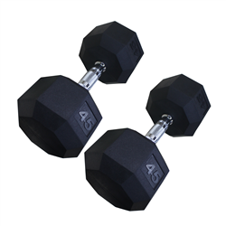Rubber Dumbbell Pair, 45lbs