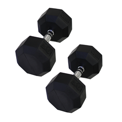 Rubber Dumbbell Pair, 50lbs